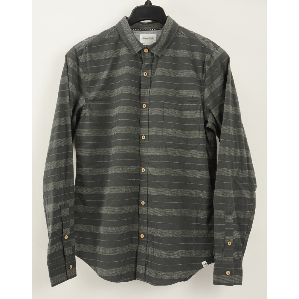 New 79$ SOVEREIGN CODE Eunice Mens Small Long Sleeve Gray Stripe Button Up Shirt